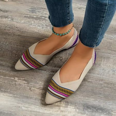 Cathalem Casual Womens Shoes Wide Width Ladies Fashion Color Blocking Knitting Pointed Shallow Flat Sole Womens Shoes Casual Beige 9
Cathalem Casual Womens Shoes Wide Width Ladies Fashion Color Blocking Knitting Pointed Shallow Flat Sole Womens Shoes Casual Beige 9