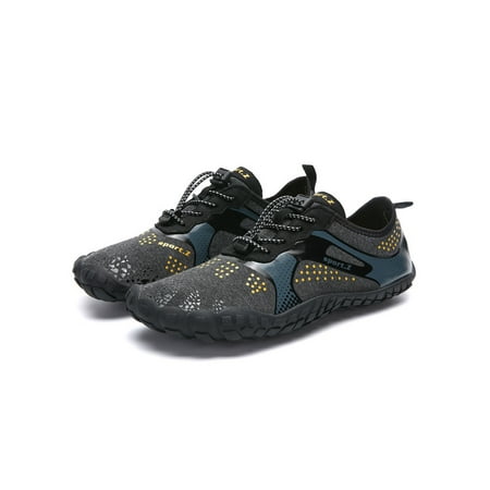 Eloshman Unisex Water Shoes Barefoot Aqua Socks Quick Dry Beach Shoe Exercise Lightweight Breathable Sneakers Climbing Flats Black Gray 8