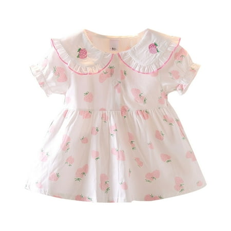 Summer Dresses For Girls New Cute Strawberry Print Lapel Short Sleeve Princess Dress For 2-3 Years
Summer Dresses For Girls New Cute Strawberry Print Lapel Short Sleeve Princess Dress For 2-3 Years