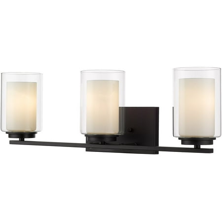 Matte Black Tone Finish Bathroom Vanity 24 Wide Inner White & Outer Clear Glass Shade Steel Material Medium 3 Light Fixture
Matte Black Tone Finish Bathroom Vanity 24 Wide Inner White & Outer Clear Glass Shade Steel Material Medium 3 Light Fixture