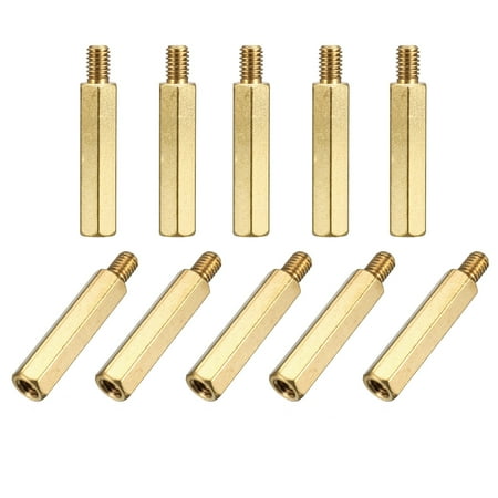 M4x25mm+6mm Male to Female Thread 0.7mm Pitch Brass Hex Standoff Spacer 10Pcs