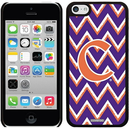 Clemson Emblem Sketchy Chevron Design on Apple iPhone 5c Thinshield Snap-On Case by Coveroo