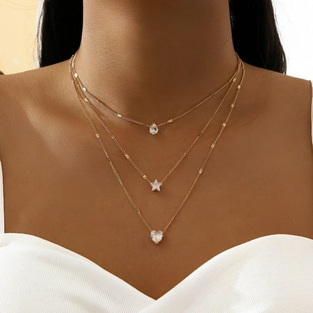 Crystal Zircon Heart Star Charm Layered Pendant Necklace Set for Women Charms Fashion Square Rhinestone Female Vintage Jewelry
Crystal Zircon Heart Star Charm Layered Pendant Necklace Set for Women Charms Fashion Square Rhinestone Female Vintage Jewelry