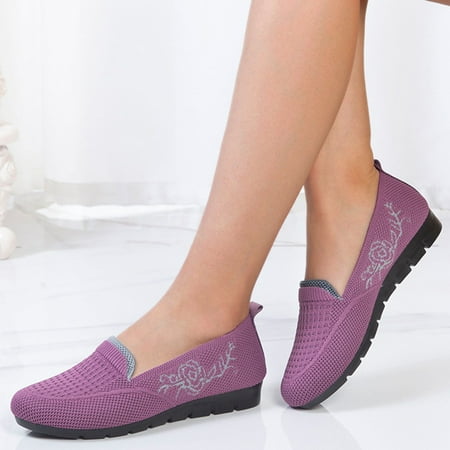 HIBRO Women s Shoes Fashion Solid Color Printing Soft Sole Breathable Casual Shoes