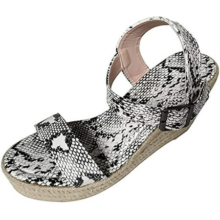 

Lhked Wedge Heel Women s Shoes Straw Woven Hemp Rope Plus Size Sandals Women Shoes Summer Comfort Sandals Mother s Day Gifts& White