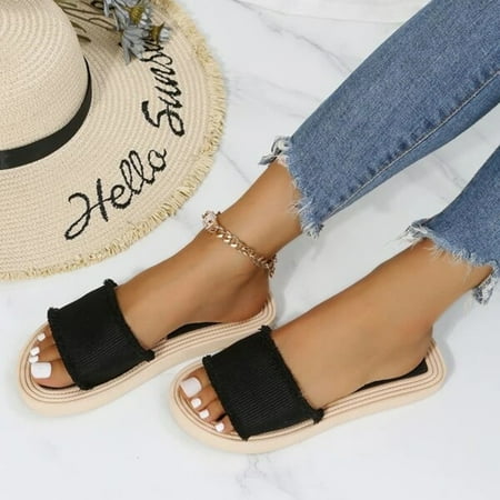 uikmnh Women Shoes Flat Solid Color One Foot Wear Beach Slippers Fashion Slippers Flat Open Toe Summer Casual Fashion Sandals Beach Slippers Black 8
uikmnh Women Shoes Flat Solid Color One Foot Wear Beach Slippers Fashion Slippers Flat Open Toe Summer Casual Fashion Sandals Beach Slippers Black 8