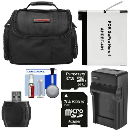 Essentials Bundle for GoPro HD HERO 4 Action Camcorder with 32GB Card + AHDBT-401 Battery + Charger + Case + Accessory Kit