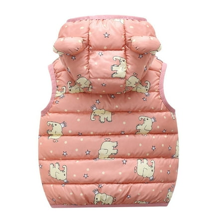 BIZIZA Toddler Baby Vest Hooded Padded Zip Up Ears Cartoon Print Sleeveless for 1-5y Chlid Tops Pink 90
BIZIZA Toddler Baby Vest Hooded Padded Zip Up Ears Cartoon Print Sleeveless for 1-5y Chlid Tops Pink 90