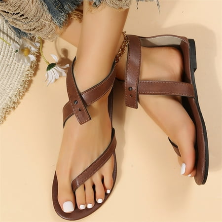 Hvyesh Sandals for Women Dressy Summer Sandals Summer Fashion Sandals Flat Slippers Open Toe Beach Sandals Size 4.5