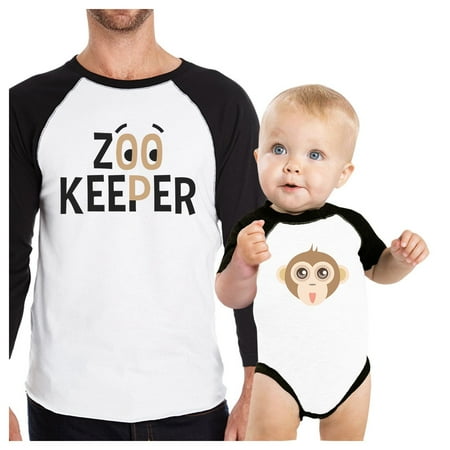 Zoo Keeper Monkey Dad Baby Matching Raglan Shirts Baby Shower Gifts