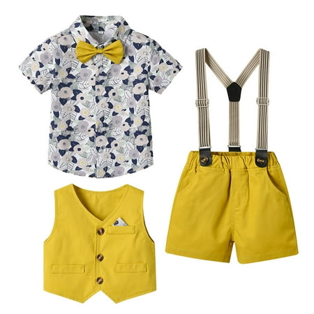 Two Piece Sets for Kids Boys Toddler Boys Short Sleeve Floral Prints T Shirt Tops Vest Coat Shorts Child Kids Gentleman Outfits Shorts Set A-Gold
Two Piece Sets for Kids Boys Toddler Boys Short Sleeve Floral Prints T Shirt Tops Vest Coat Shorts Child Kids Gentleman Outfits Shorts Set A-Gold