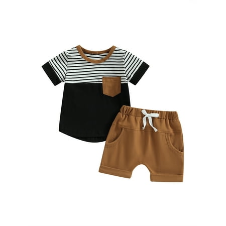 CenturyX Kids Baby Boys Summer Outfits Set Short Sleeve Striped Tops T-shirt with Elastic Waist Shorts 2pcs Suit Clothes
CenturyX Kids Baby Boys Summer Outfits Set Short Sleeve Striped Tops T-shirt with Elastic Waist Shorts 2pcs Suit Clothes
