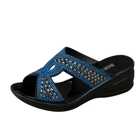 Wedges Shoes Women Sandals Comfort With Elastic Ankle Strap Casual Bohemian Beach Shoes Slip On Rhinestone Sandals Women Flats Open Toe Pu Blue
Wedges Shoes Women Sandals Comfort With Elastic Ankle Strap Casual Bohemian Beach Shoes Slip On Rhinestone Sandals Women Flats Open Toe Pu Blue