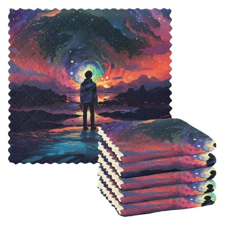 6 Packs Young Man and Colorful Nebula Kitchen Dish Towels Soft Absorbent Dish Cloths 11 x11
6 Packs Young Man and Colorful Nebula Kitchen Dish Towels Soft Absorbent Dish Cloths 11 x11