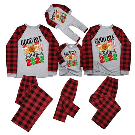 Christmas Family Letter Print Matching Pajamas Set 2-piece Sizes Baby-Kids-Adult Unisex