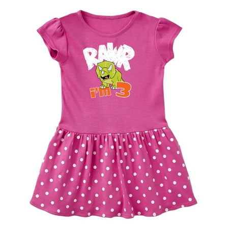 Inktastic RAWR I m 3! Baby Triceratops Gift Toddler Girl Dress