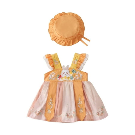 Summer Baby Sling Cute Rabbit Embroidery Printed Fly Sleeve Baby Dress With A Baby Cap Child Sundress Streetwear Kids Dailywear Outwear
Summer Baby Sling Cute Rabbit Embroidery Printed Fly Sleeve Baby Dress With A Baby Cap Child Sundress Streetwear Kids Dailywear Outwear
