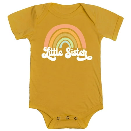 Retro Rainbow Little Sister Sibling Reveal Announcement Bodysuit for Baby Girls Sibling Outfits White on Mustard Bodysuit 6 Months
Retro Rainbow Little Sister Sibling Reveal Announcement Bodysuit for Baby Girls Sibling Outfits White on Mustard Bodysuit 6 Months