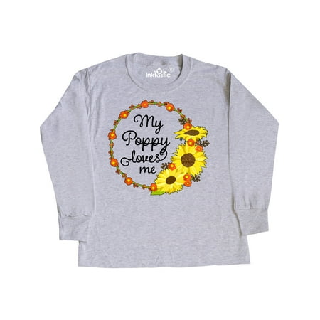 Inktastic My Poppy Loves Me with Sunflower Wreath Youth Long Sleeve T-Shirt
