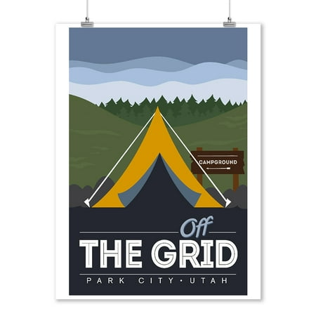Park City, Utah - Off the Grid - Tent - Vector - Lantern Press Artwork (9x12 Art Print, Wall Decor Travel Poster)