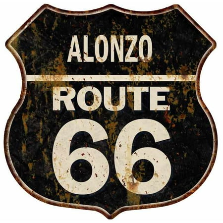 ALONZO Route 66 Personalized Shield Metal Sign Man Cave Gift 211110004243