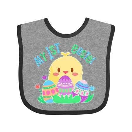 Inktastic My First Easter- Cute Chick and Eggs Gift Baby Boy or Baby Girl Bib