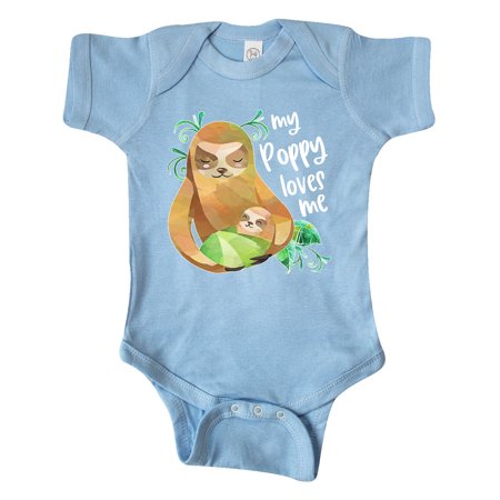 Inktastic My Poppy Loves Me- Cute Sloth and Baby Gift Baby Boy or Baby Girl Bodysuit