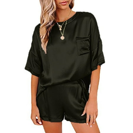 QWERTYU Women s Short Sleeve and Shorts Sets Lounge Nightwear Satin Pajamas Set Two-Piece Sleepwear Pj Set Black 5XL
QWERTYU Women s Short Sleeve and Shorts Sets Lounge Nightwear Satin Pajamas Set Two-Piece Sleepwear Pj Set Black 5XL