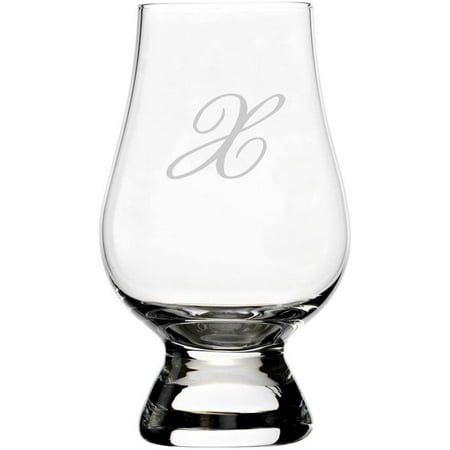 Bix Script Etched Monogram Glencairn Crystal Whisky Glass Letter X