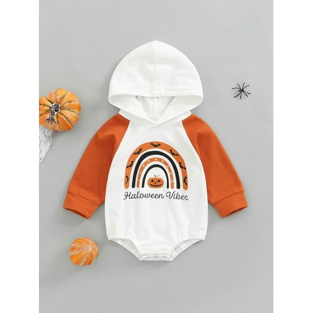 Inevnen Baby Girls Halloween Hooded Romper Long Sleeve Rainbow Pumpkin Print Bodysuit
Inevnen Baby Girls Halloween Hooded Romper Long Sleeve Rainbow Pumpkin Print Bodysuit