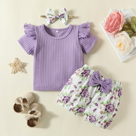 Hunpta Newborn Toddlers Girl Clothes Ribbed Romper Floral Shorts Headband 3Pcs Outfits Set
Hunpta Newborn Toddlers Girl Clothes Ribbed Romper Floral Shorts Headband 3Pcs Outfits Set