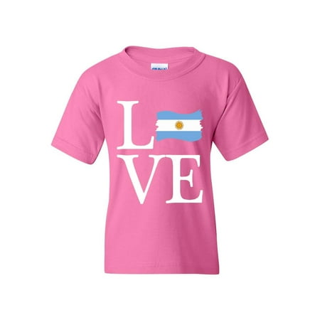 Love Argentina Flag Unisex Youth Kids T-Shirt Tee