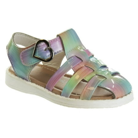 

Laura Ashley Girls Heart Shaped Buckle Closure Closed Toe Sandals. (Toddler/Little Kids) - Light Multi 8