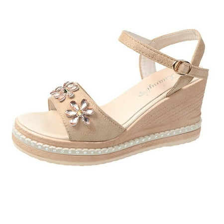 GNEIKDEING Ladies Shoes Wedge Heel Fish Mouth Breathable Buckle Strap Rhinestone Flowers Sandals Gift on Clearance
GNEIKDEING Ladies Shoes Wedge Heel Fish Mouth Breathable Buckle Strap Rhinestone Flowers Sandals Gift on Clearance