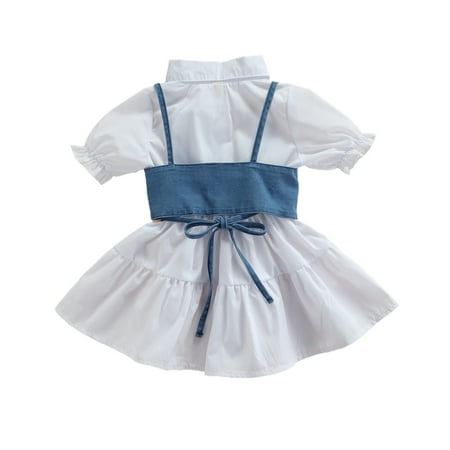 Musuos Toddler Baby Short Sleeve Dress + Denim Vest Adjustable Bandage with Ruffle ChildrenClothing
Musuos Toddler Baby Short Sleeve Dress + Denim Vest Adjustable Bandage with Ruffle ChildrenClothing