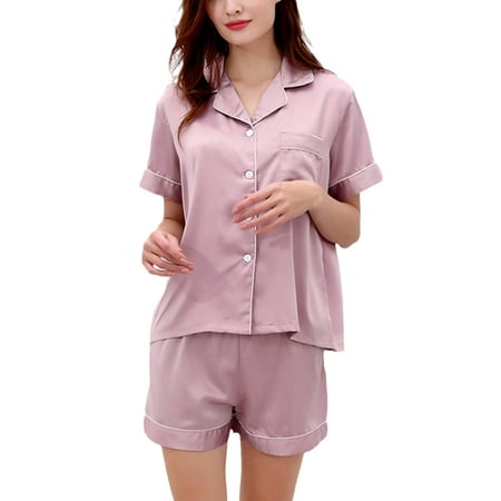 Woobling Ladies Pajamas Sets Short Sleeve Sleepwear Single Breasted Nightwear Women Loose Home Clothes Lounge Set Skin Pink 2XL
Woobling Ladies Pajamas Sets Short Sleeve Sleepwear Single Breasted Nightwear Women Loose Home Clothes Lounge Set Skin Pink 2XL