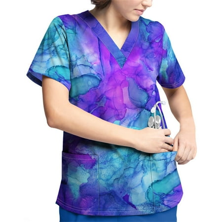 Hanas Tops Plus Size Printed Scrub Working Uniform Tops For Women V-Neck Short Sleeve T-Shirts Workwear Tee With Pockets Dark Purple/XXL
Hanas Tops Plus Size Printed Scrub Working Uniform Tops For Women V-Neck Short Sleeve T-Shirts Workwear Tee With Pockets Dark Purple/XXL