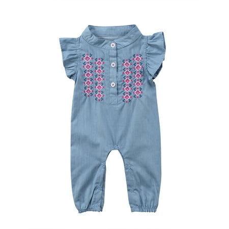 Livingsenburg Baby Girls Denim Outfit Short Sleeve Embroidered Rompers Jumpsuit Bodysuit
Livingsenburg Baby Girls Denim Outfit Short Sleeve Embroidered Rompers Jumpsuit Bodysuit