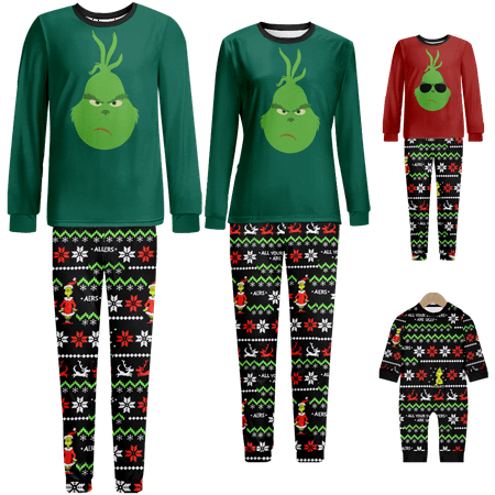FUNIER Matching Family Christmas Pajamas Sets Christmas Print Baby-Kids-Adult-Pet Size 2 Pieces Top and Pants Bodysuits Pajamas Set