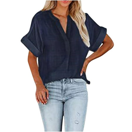 Plus Size Tops for Women Crop Tops Trendy Women Summer Short Sleeve T-Shirts Plain V-Neck Leisure Blouse Tops T Shirts for Women Valentines Day Shirts Women on Sale Clearance Blue M
Plus Size Tops for Women Crop Tops Trendy Women Summer Short Sleeve T-Shirts Plain V-Neck Leisure Blouse Tops T Shirts for Women Valentines Day Shirts Women on Sale Clearance Blue M