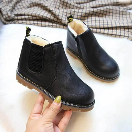 Kids Fashionable Non-slip Zipper Warm Martin Boots Autumn And Winter