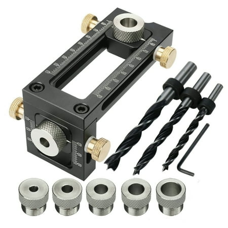 2-in-1 Woodworking Drilling Puncher Locator with 6/8/10/12/15mm Drill Sleeves Adjustable Hole Punch Locator Set for Home Professionals