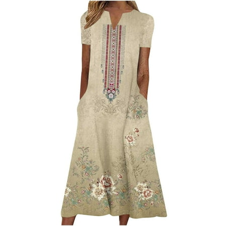 YanHoo Women s 2023 Summer Dresses Vintage Print V Neck Short Sleeve Pocket Dress Loose Casual Beach Midi Dress
YanHoo Women s 2023 Summer Dresses Vintage Print V Neck Short Sleeve Pocket Dress Loose Casual Beach Midi Dress