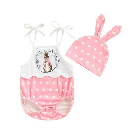 Calsunbaby Easter Baby Girls Summer Outfit Sets Sleeveless Bunny Print Patchwork Sling Romper Dot Print Hat Pink 0-6 Months
Calsunbaby Easter Baby Girls Summer Outfit Sets Sleeveless Bunny Print Patchwork Sling Romper Dot Print Hat Pink 0-6 Months