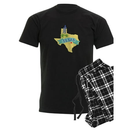 CafePress - Texas State Outline Bluebonnet Flower Pajamas - Men s Dark Pajamas