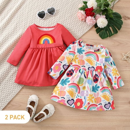 PatPat Infant Baby Girls 2Packs Long Sleeve Swing Dress Rainbow and Graffiti Floral Print Round Neck A Line Casual Sundress Toddlers Fall Winter Dress Clothes Outfit 3-24Month
PatPat Infant Baby Girls 2Packs Long Sleeve Swing Dress Rainbow and Graffiti Floral Print Round Neck A Line Casual Sundress Toddlers Fall Winter Dress Clothes Outfit 3-24Month