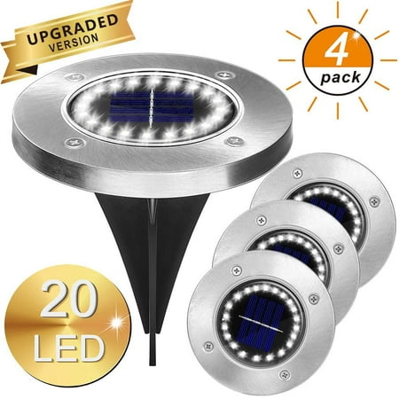Toyella 8LED Waterproof Solar Powered Garden Lights 4pcs 20LED warm light