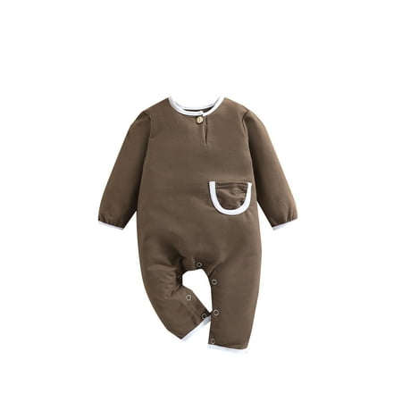 Ehfomius Newborn Unisex Baby Boy Girl Long Sleeve Romper with Pocket Solid Color Round Collar One-Piece Jumpsuit
Ehfomius Newborn Unisex Baby Boy Girl Long Sleeve Romper with Pocket Solid Color Round Collar One-Piece Jumpsuit