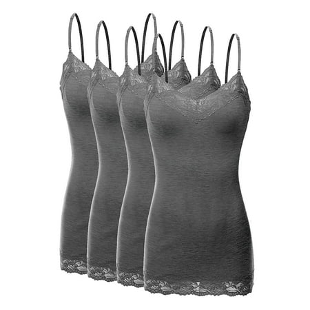 Women s Junior and Plus Adjustable Spaghetti Strap Lace Tim Cami Tank Top