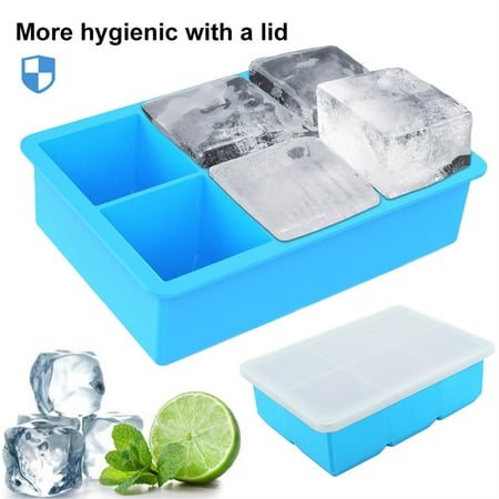6 Grids Silicone Ice Cube Tray Lid Large Mould Mold Giant DIY Maker Square